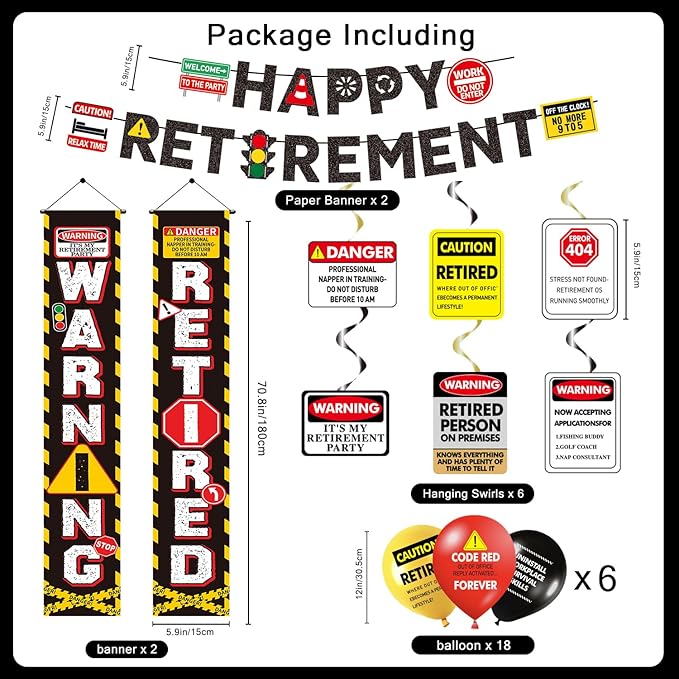 Retirement Party Decorations for Men Women Happy Retirement