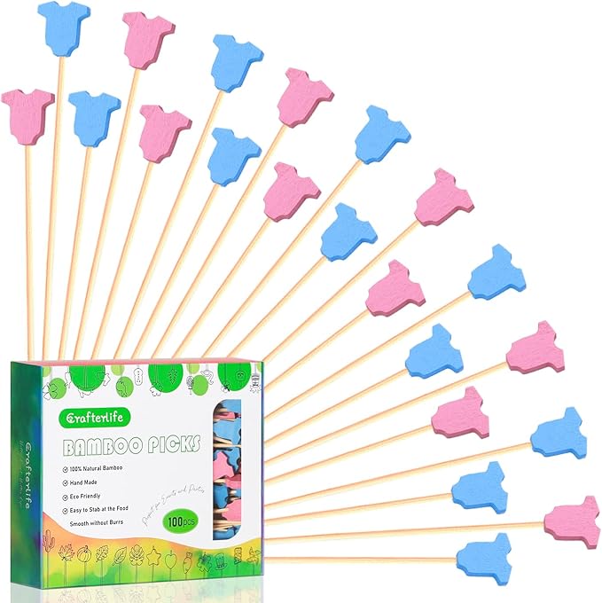 100Pcs Baby Gender Reveal Cocktail Picks Boy or Girl Theme Decor