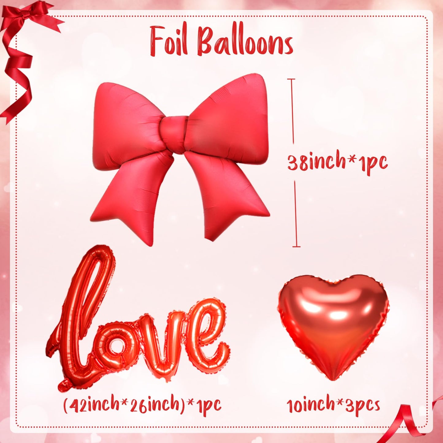 Red Balloons Arch Kit, Metallic Red Pearl Balloon Valentine Garland
