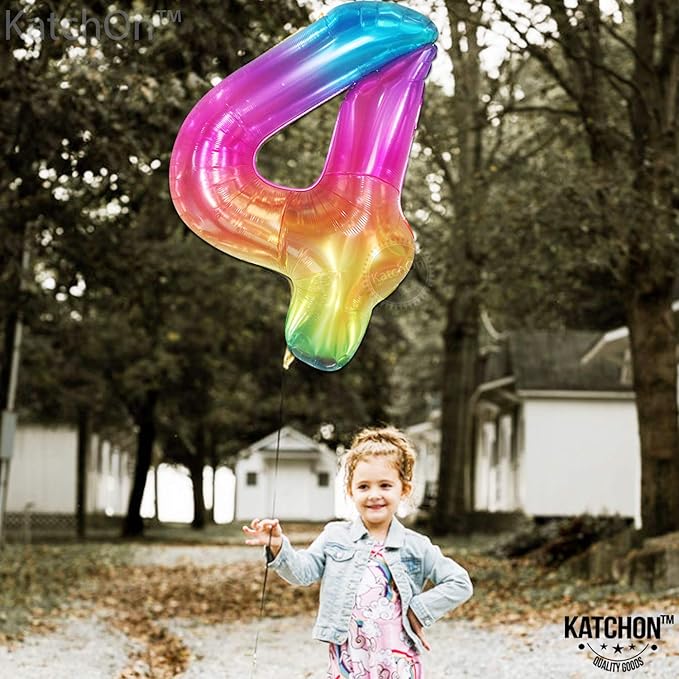 KatchOn, Giant Rainbow 4 Balloon Number - 40 Inch | Number 4 Balloons