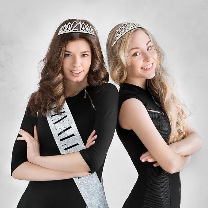 21st Birthday Decorations for Her Silver 21st Birthday Tiara and