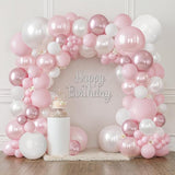 Pink and White Balloons Arch Kit, Double Stuffed Pastel Pink Balloon