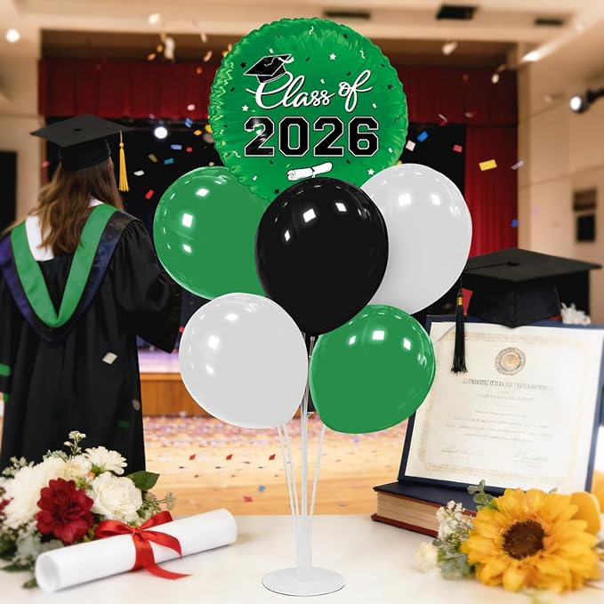 Graduation Decorations - 4 Set Balloon Stands, Class of 2026 Congrats