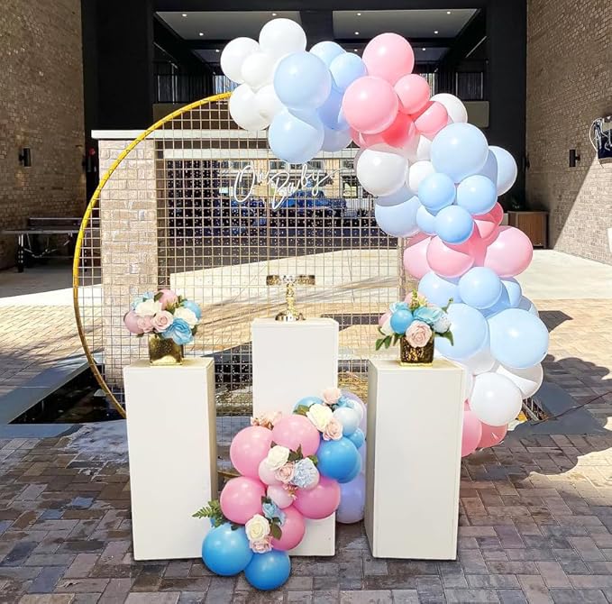 Pink & Blue Latex Balloon Set - 12 Inch Gender Reveal Balloon Pink