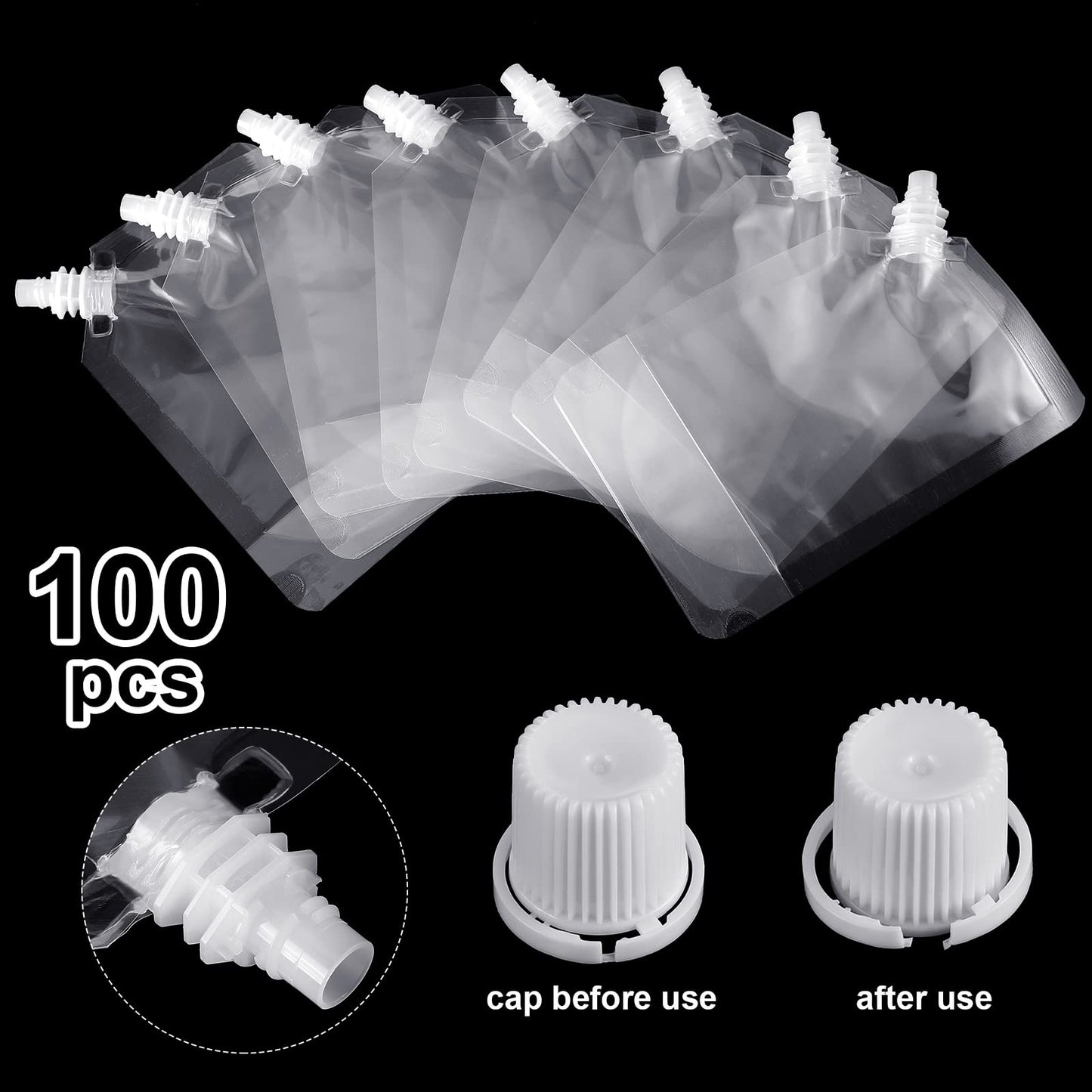 Meanplan 200 Pcs Reusable Plastic Pouches Bulk Squeeze Plastic Juice