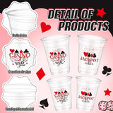 50 Pcs Casino Night Cups 12 oz Disposable Plastic Cups with Straws
