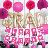 Hotpink Graduation Party Decoration Class 2026 Banner Hanging Pom