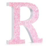 Qunclay Pink Crystal Diamond Letter Wall Decor, Glitter Wooden Bling