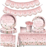 142Pcs Pink Rose Gold Birthday Party Supplies Pink Birthday Party