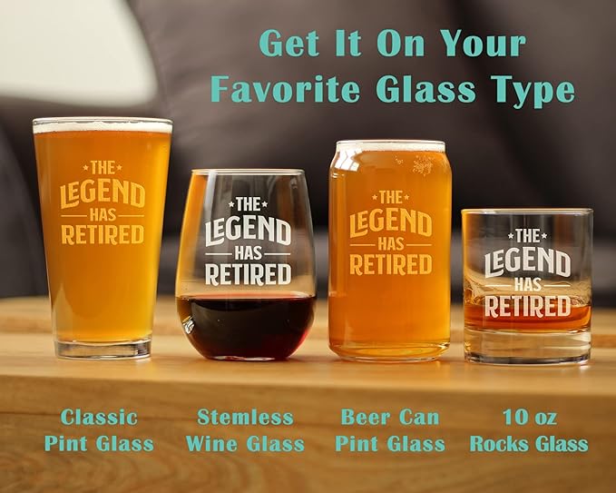 Bevvee Legend Has Retired - Stemless Wine Glass - Funny Retirement