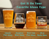 Bevvee Legend Has Retired - Stemless Wine Glass - Funny Retirement
