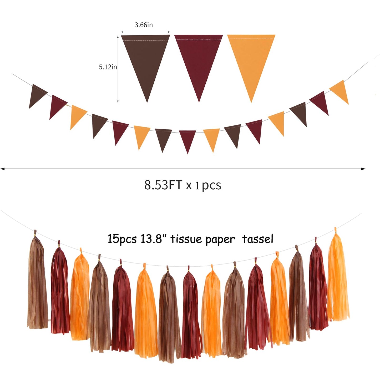 Brown Burgundy Orange Party-Decorations - 23pcs Fall Autumn