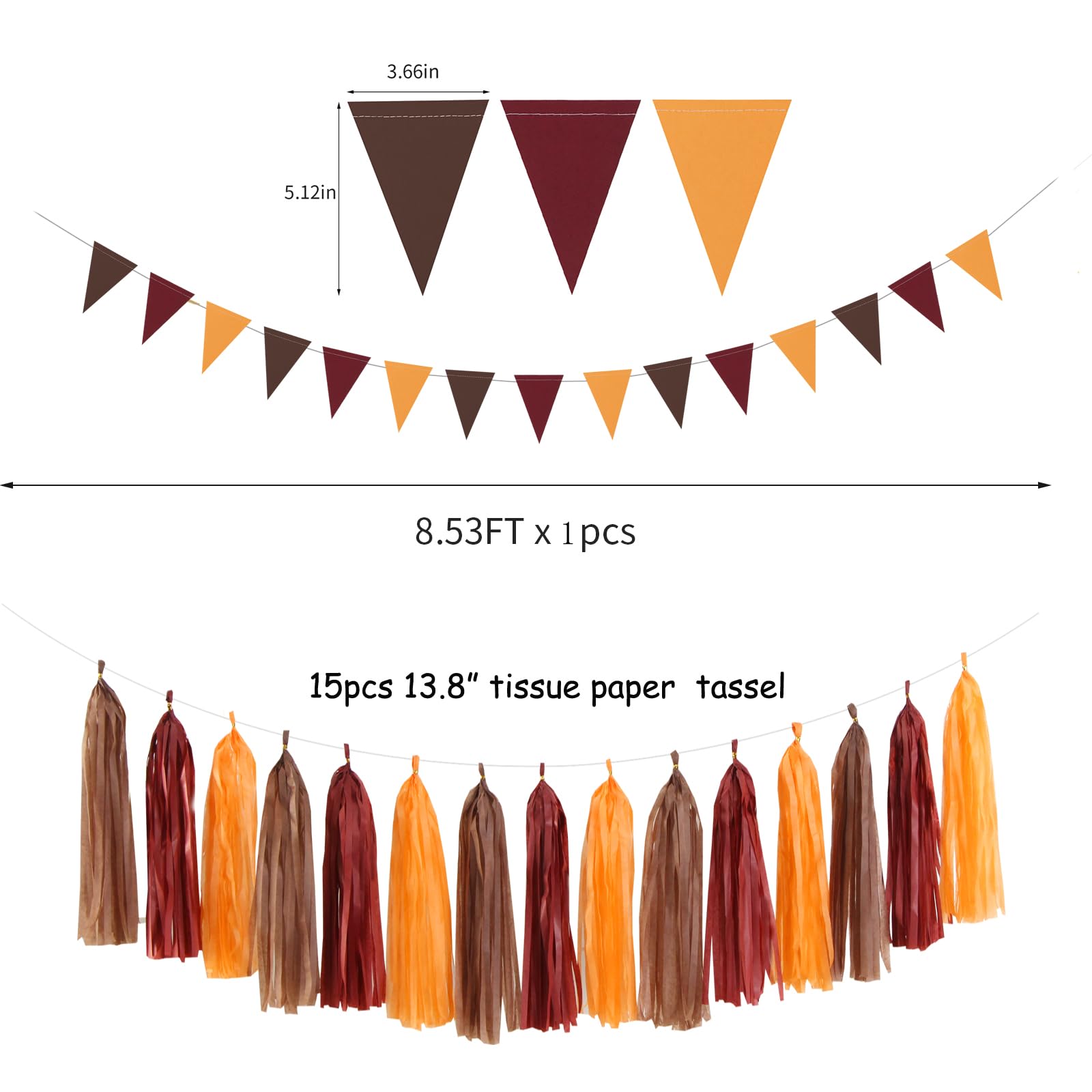 Brown Burgundy Orange Party-Decorations - 23pcs Fall Autumn