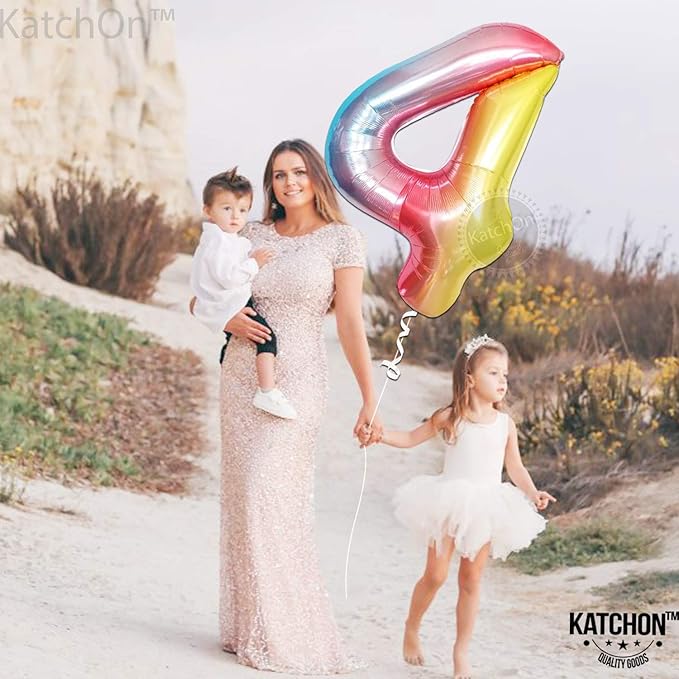 KatchOn, Giant, Rainbow 4 Balloon Number - 40 Inch | Number 4