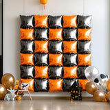 25PCS Halloween Black Orange Square Foil Balloons Wall Backdrop