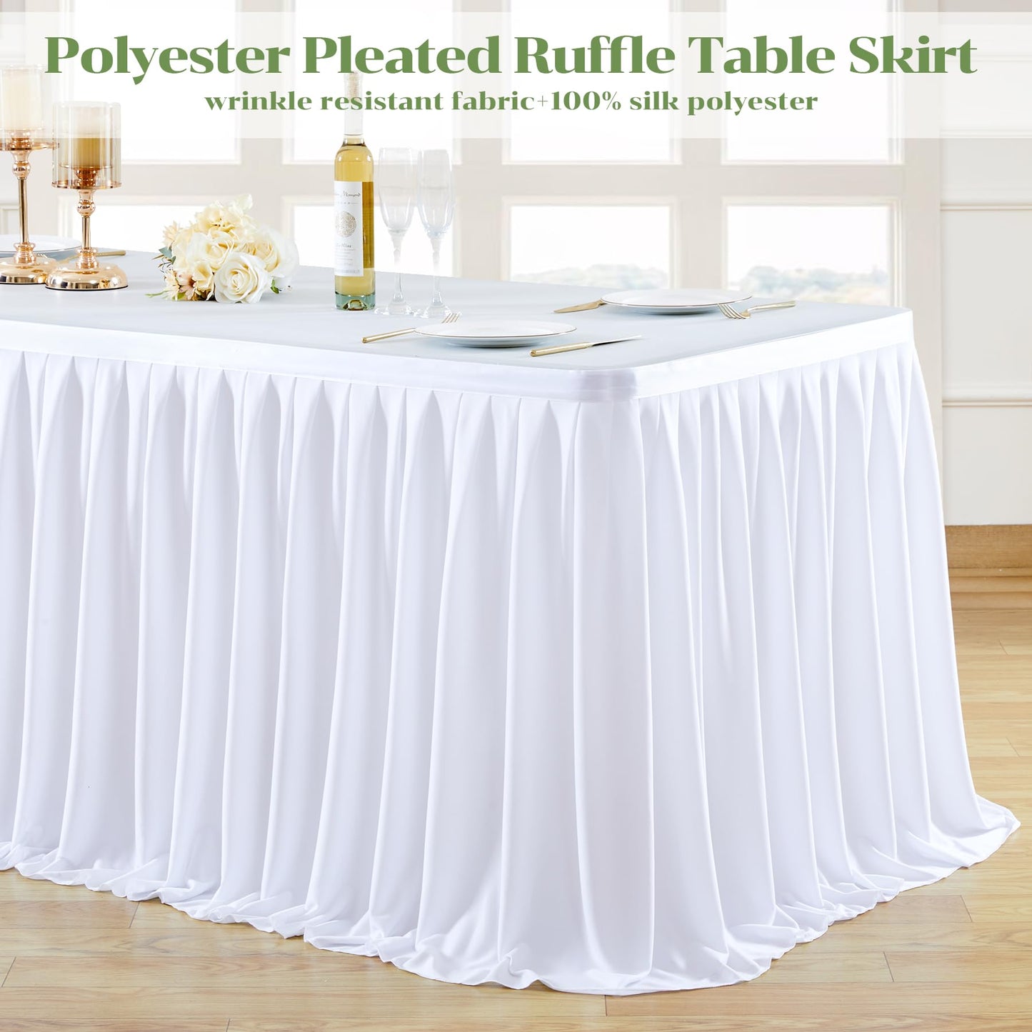 PARTISKY White Polyester Table cloth for Rectangle Tables 6f, Wrinkle