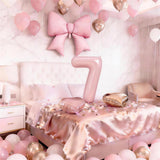 Number 7 Balloon, Blush Light Pink Gold Beige White Sand Latex