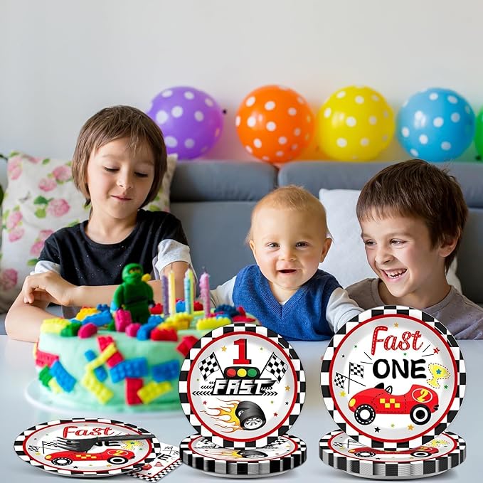 Fast One Birthday Decorations for Boys Racing Car 1st Birthday Party