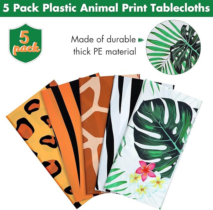 Animal Safari Tablecloth Jungle Animal Theme Tablecover Tiger Zebra