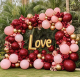 Burgundy Balloons Double Stuffed Wine Red Rose Red Balloon Arch Kit
