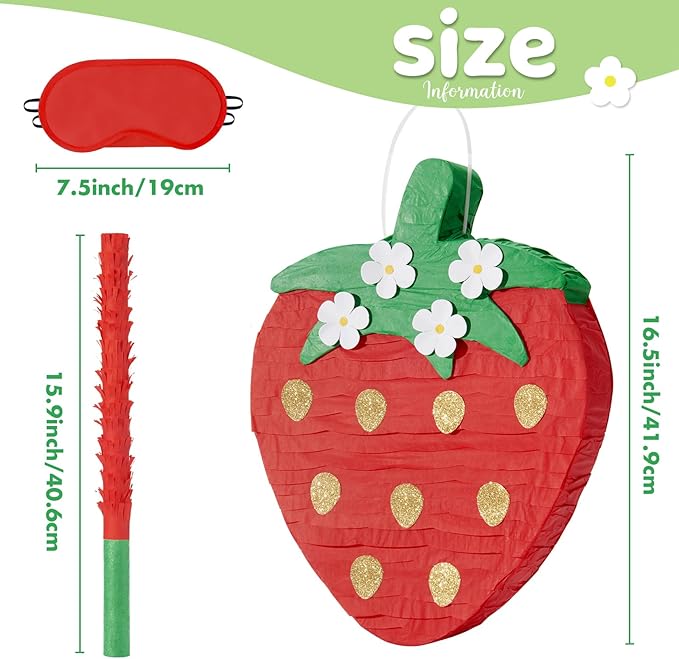 Red Strawberry Piñata For Kids Strawberry Baby Shower Piñata