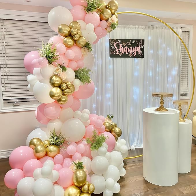 Pink Gold Balloons Set 60Pcs 12 Inch Pastal Baby Pink Metallic Gold