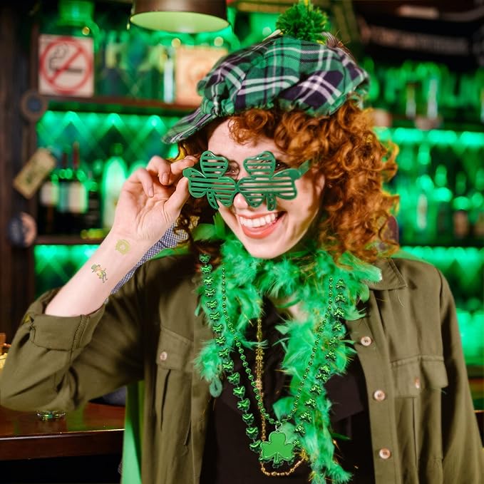 132Pcs St Patricks Day Accessories Party Favors Shamrock Glasses