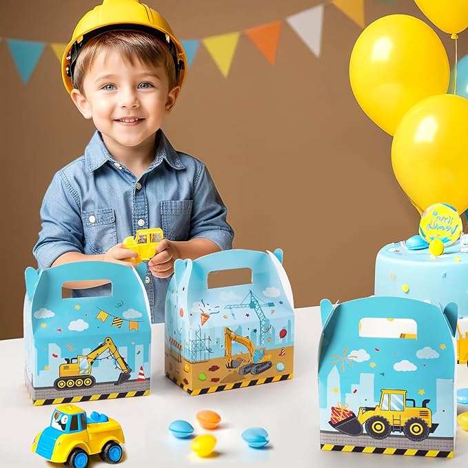 WERNNSAI 12 Pack Construction Party Boxes - Construction Birthday