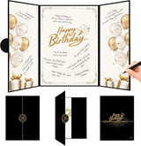 CosiCosi Black and Gold Birthday Decorations, Guest Sign-In Book