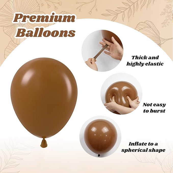 60pcs Brown and Gold Balloons for Neutral Bridal Shower, Birthday,