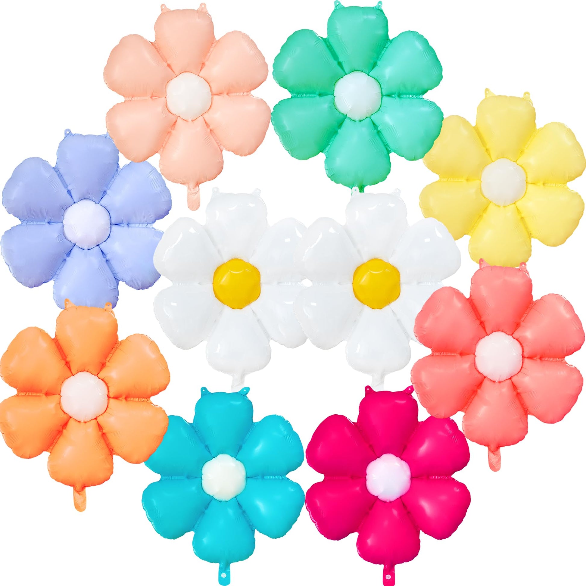 EUVBOKW Daisy Flower Balloons,10 Pcs Colorful Foil Daisy Balloons for