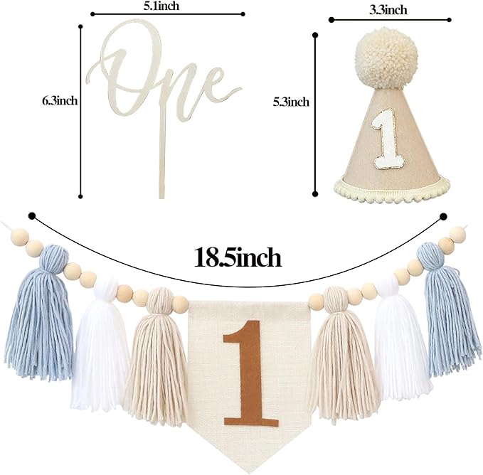First Birthday High Chair Banner Decorations For Boy 1st Birthday