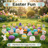 100 Pcs Printed Easter Eggs 2.3 + 100 Easter Stickers Bright Colors