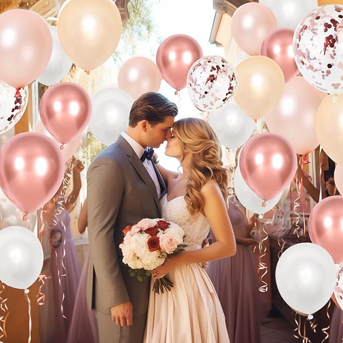Dagelar Rose Gold Balloons Set, Pearl Champagne Gold Rose Gold and