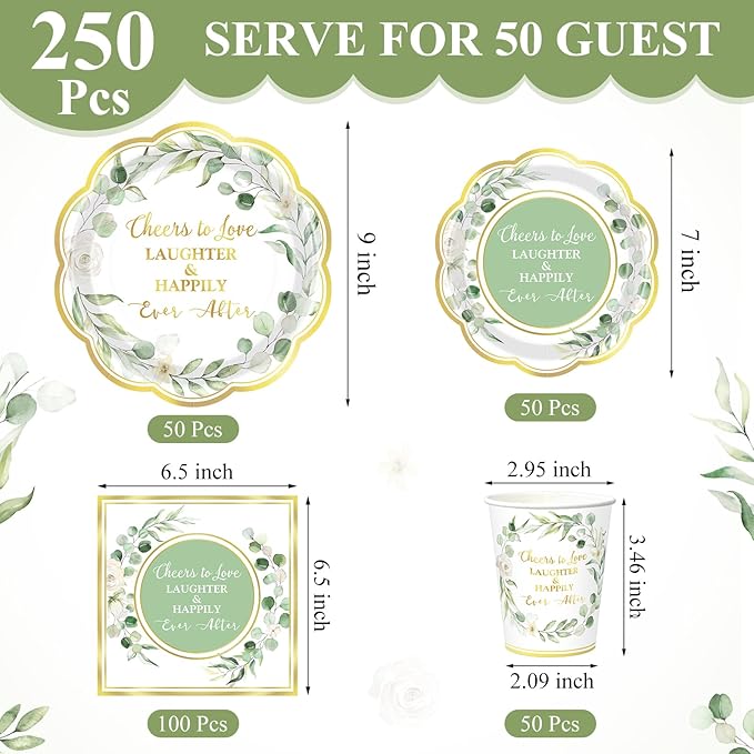 250 Pcs Eucalyptus Leaves Bridal Shower Party Decorations Sage Green