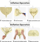Black Gold Foil Heart Balloons, 18 Inch 10 Pcs Light Gold and Black