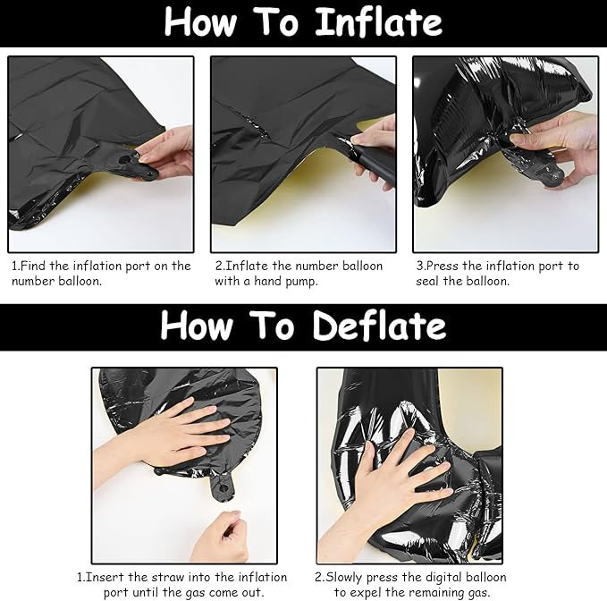 Black Foil Balloon Number 2, 40'' Giant Self Inflating Number