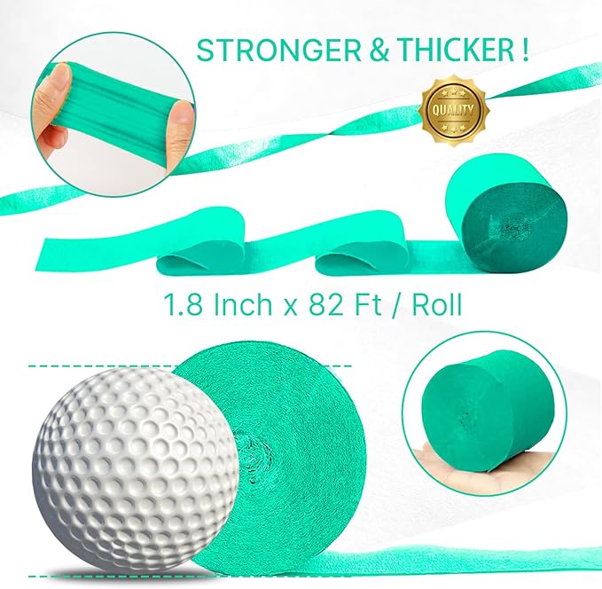 PartyWoo Mint Green Crepe Paper Streamers 4pcs 328ft Pack of Light