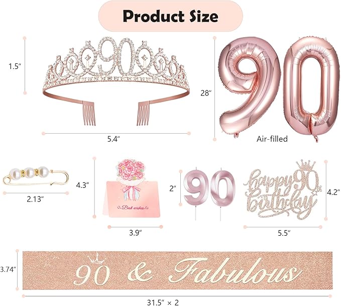 90th Birthday Decorations Gifts for Women Including 90 year old