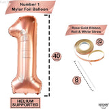 KatchOn, Rose Gold 1 Balloons for 1st Birthday - 40 Inch | Peach