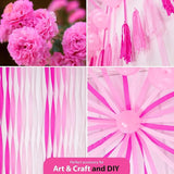 12 Pink Streamers, 984ft Pack of Pink Crepe Paper Rolls for
