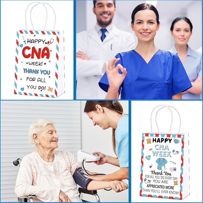 Gilprop 48 Pcs CNA Week Gifts Bags Bulk Double Sided CNA Thank You