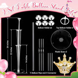 Seematn 2 Set Princess Balloon Stand Kits Pink Gold Crown Balloons