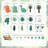 Dinosaur Cake Decorations Set with Dinosaur Leaves Grasses Cake