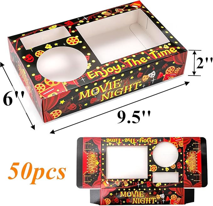 50 Pcs Movie Night Snack Tray Disposable Movie Snack Holder Box