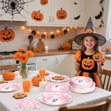 180Pcs Halloween Party Supplies Serve 60 Pink Ghost Paper Plates and