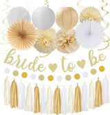 Champagne Gold White Bridal Shower Party Decorations 31pcs Bride to