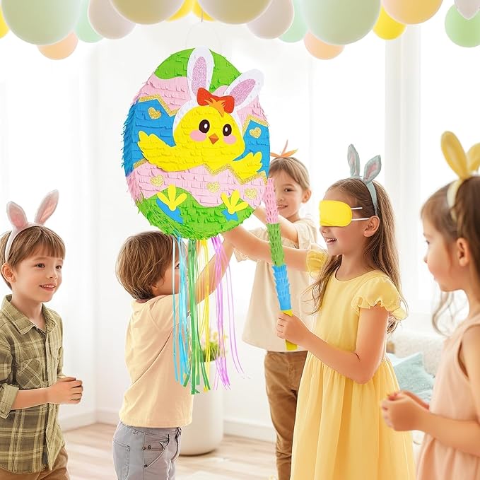 Easter Egg Piñata Easter Bunny Piñata with Blindfold and Stick Cute