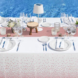 Disposable Plastic Tablecloth (White and Rose Gold Dot) And Satin
