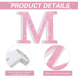 Qunclay Pink Crystal Diamond Letter Wall Decor, Glitter Wooden Bling
